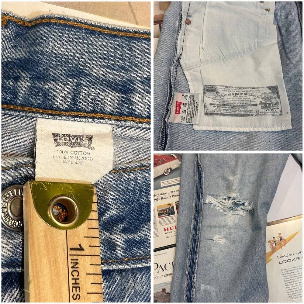 Vintage Levi's 501 Jeans Mens 38x33 Original Fit Button Fly Blue Denim 90s